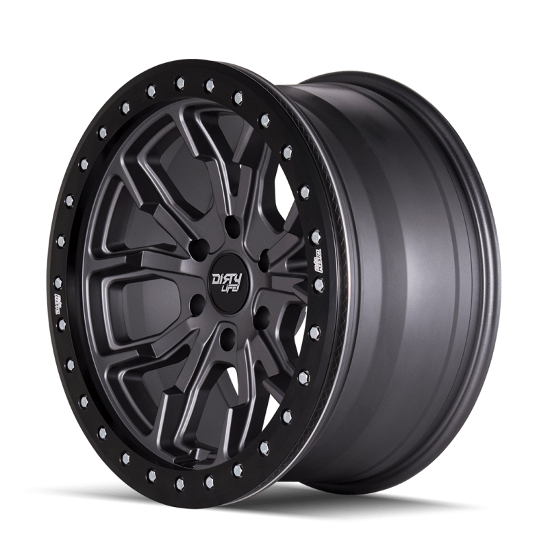 Dirty Life 9303 DT-1 17x9/5x114.3 BP/-12mm Offset/72.6mm Hub Matte Gunmetal Wheel - Beadlock
