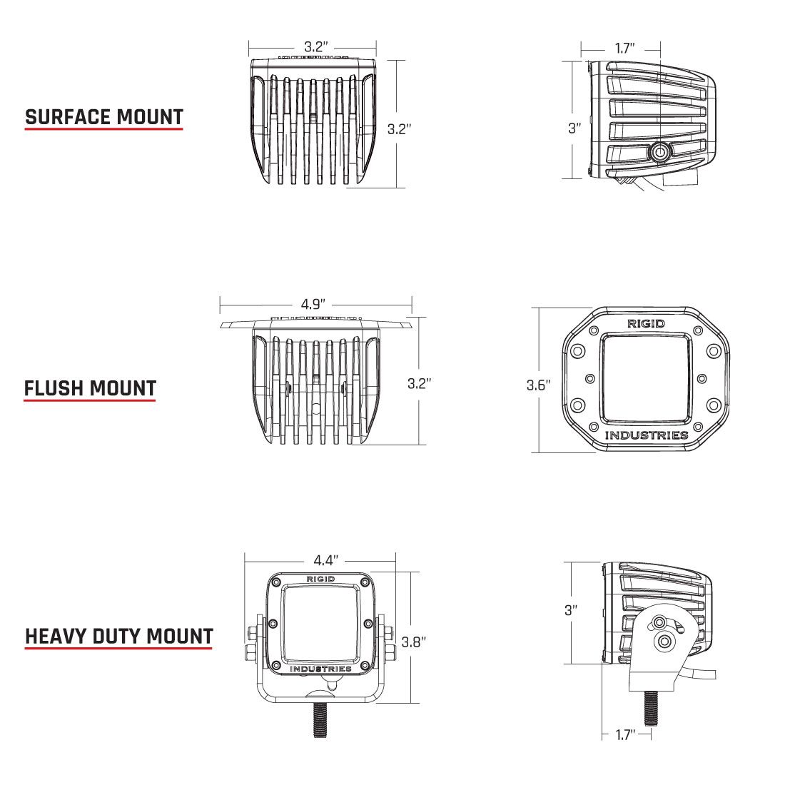 Rigid Industries Spot E-Mark Surface Mount Pair D-Series Pro