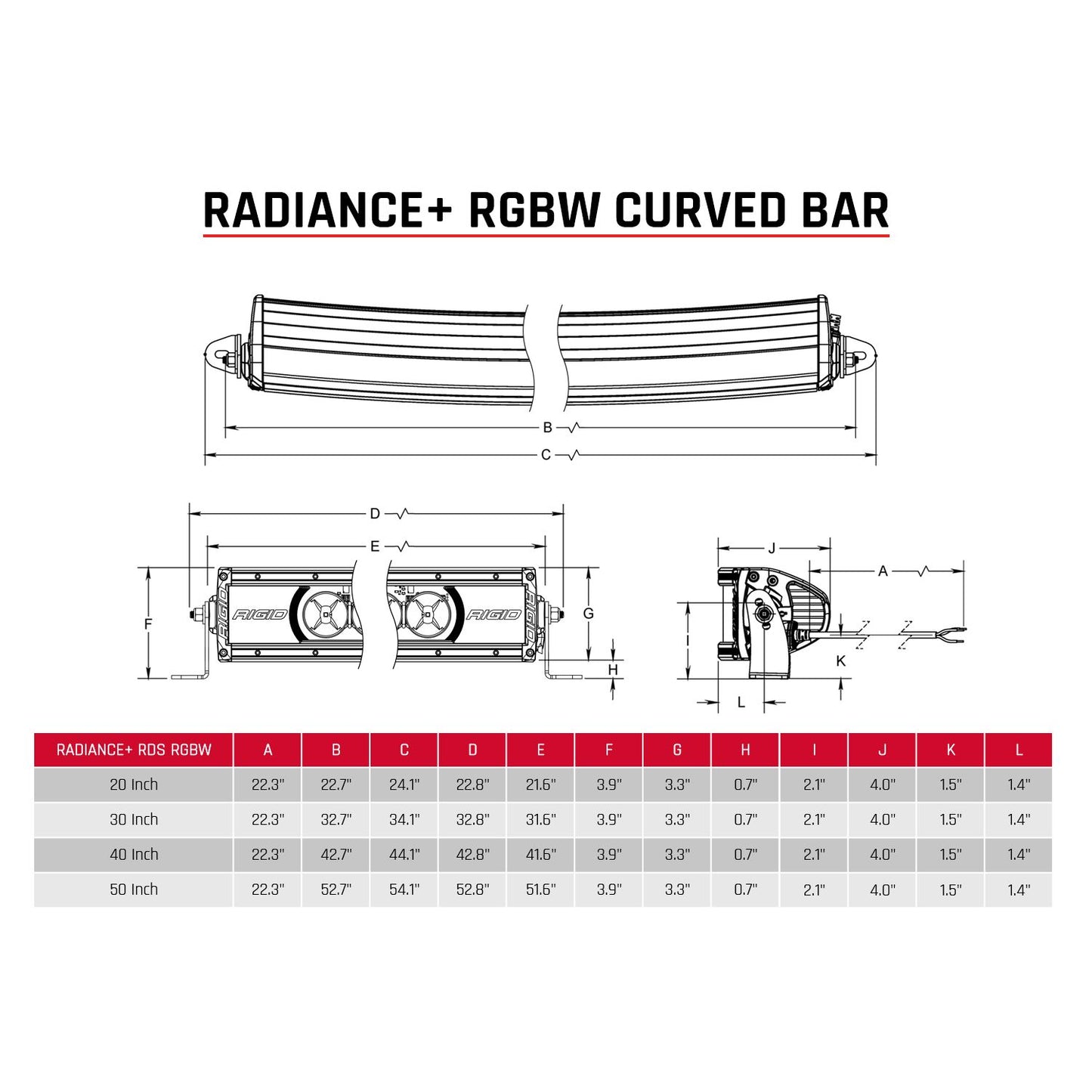 Rigid Industries Radiance Plus Curved RGBW Light Bar