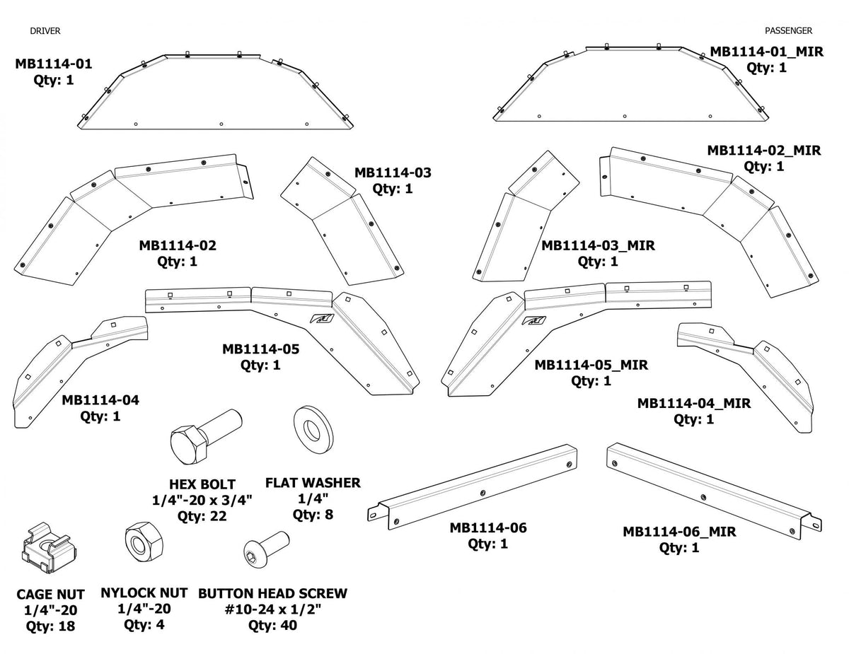 Rear Aluminum Inner Fenders for Jeep JT Gladiator Motobilt - MB1114