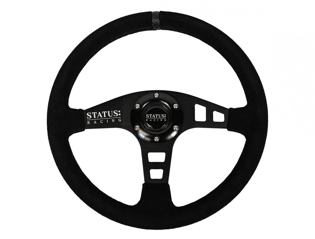 Flat Suede Steering Wheel 13 Inch Diameter - Black