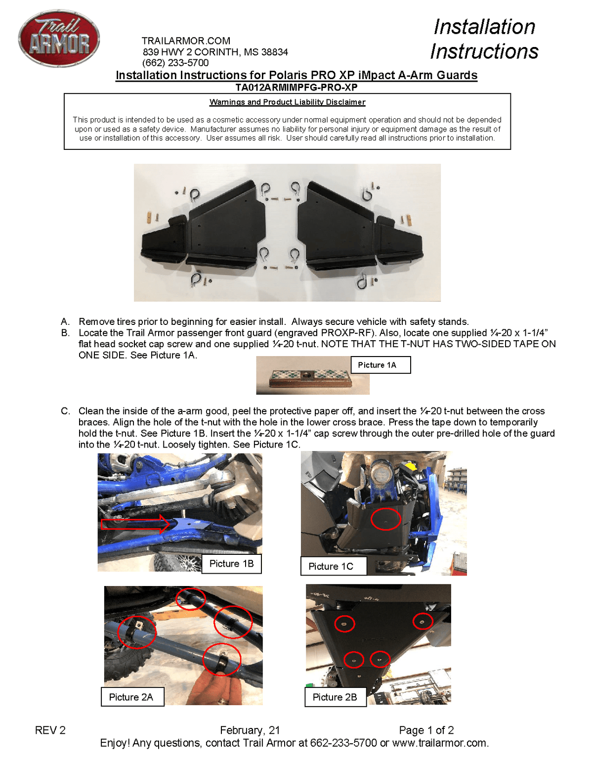 Trail Armor iMpact Front Arm Guards for 2020+ RZR Pro XP