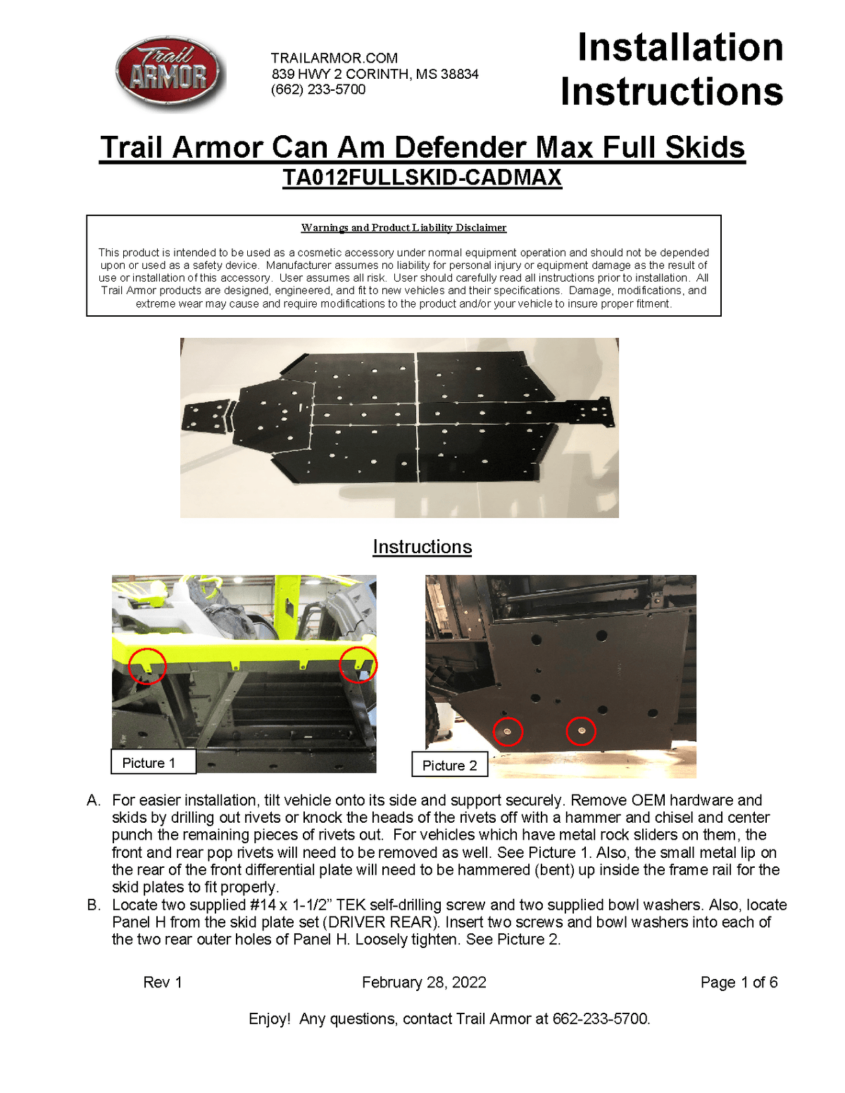 Trail Armor Skid Plate for 2018+ Can-Am Defender Max
