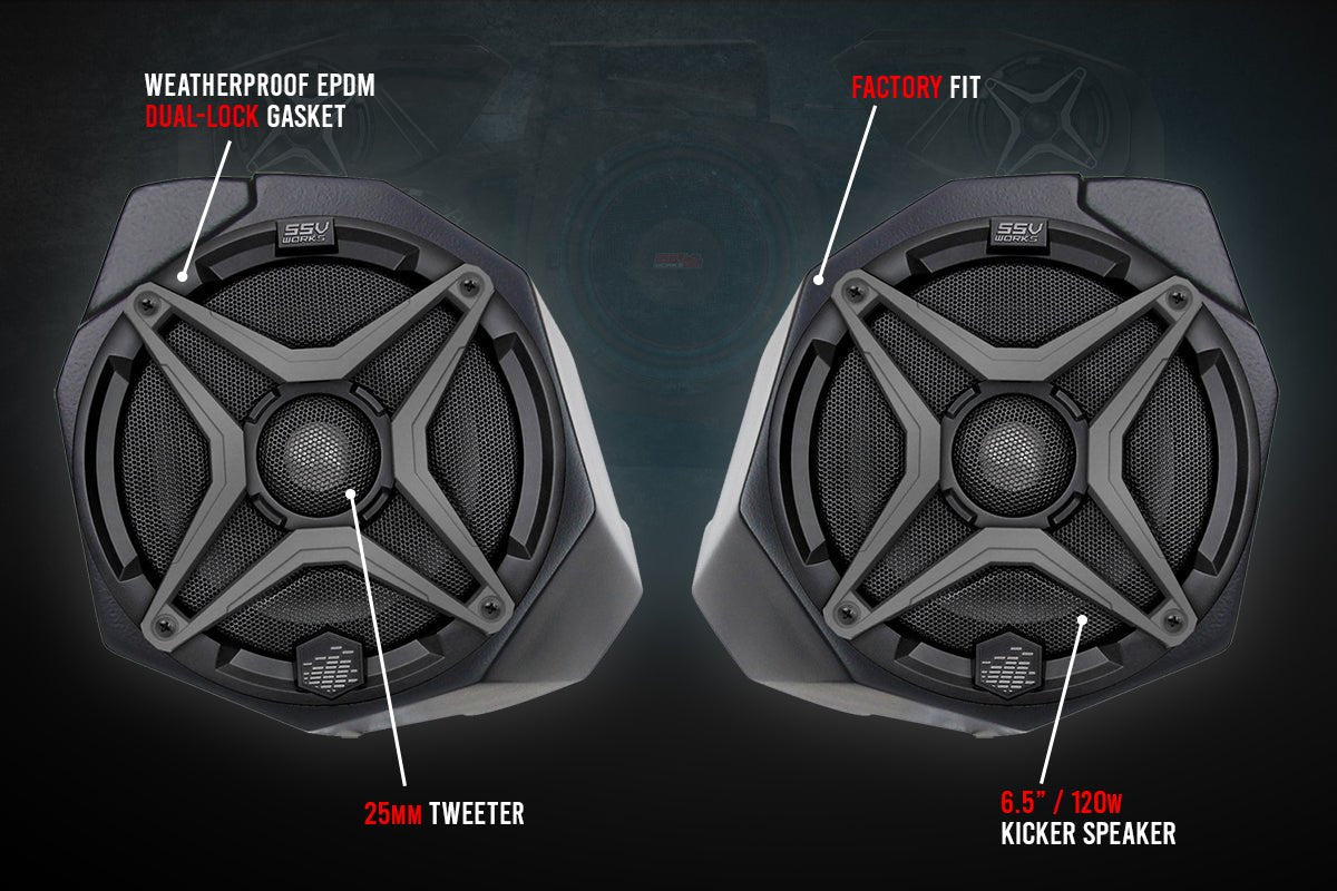 SSV Works 6.5" Front-Kick Speaker Pods for 2017-2025 Can-Am Maverick X3