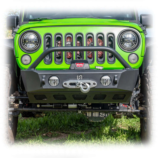 Front Bumper with Skid Plate and Recessed Winch Mount for Jeep Wrangler JK, JL, and Gladiator JT