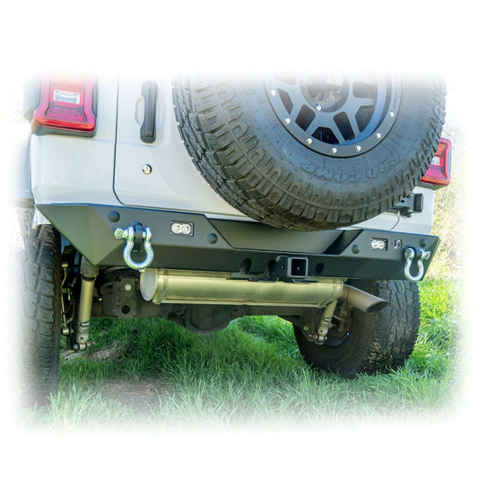 Minimalist Rear Bumper with LED Pod Lights and Hitch Receiver for Jeep Wrangler JL