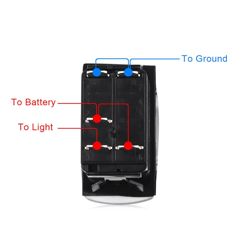 Lighted Whip Rocker Switch - Red, Blue