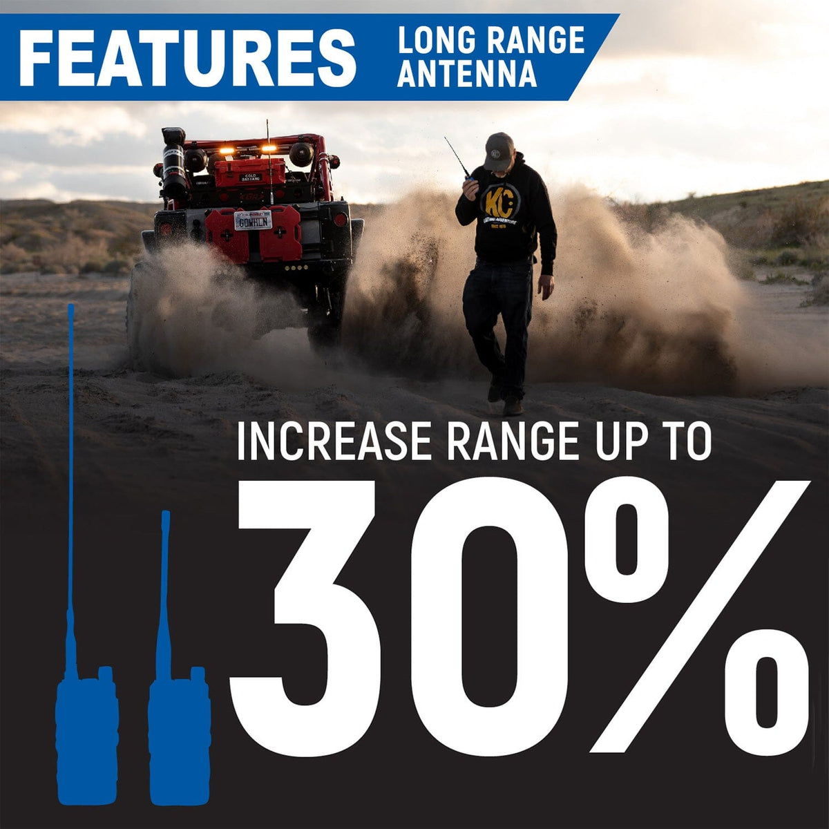 Rugged Radios BUNDLE - R1 Handheld Radio with Long Range Antenna and High Capacity Battery