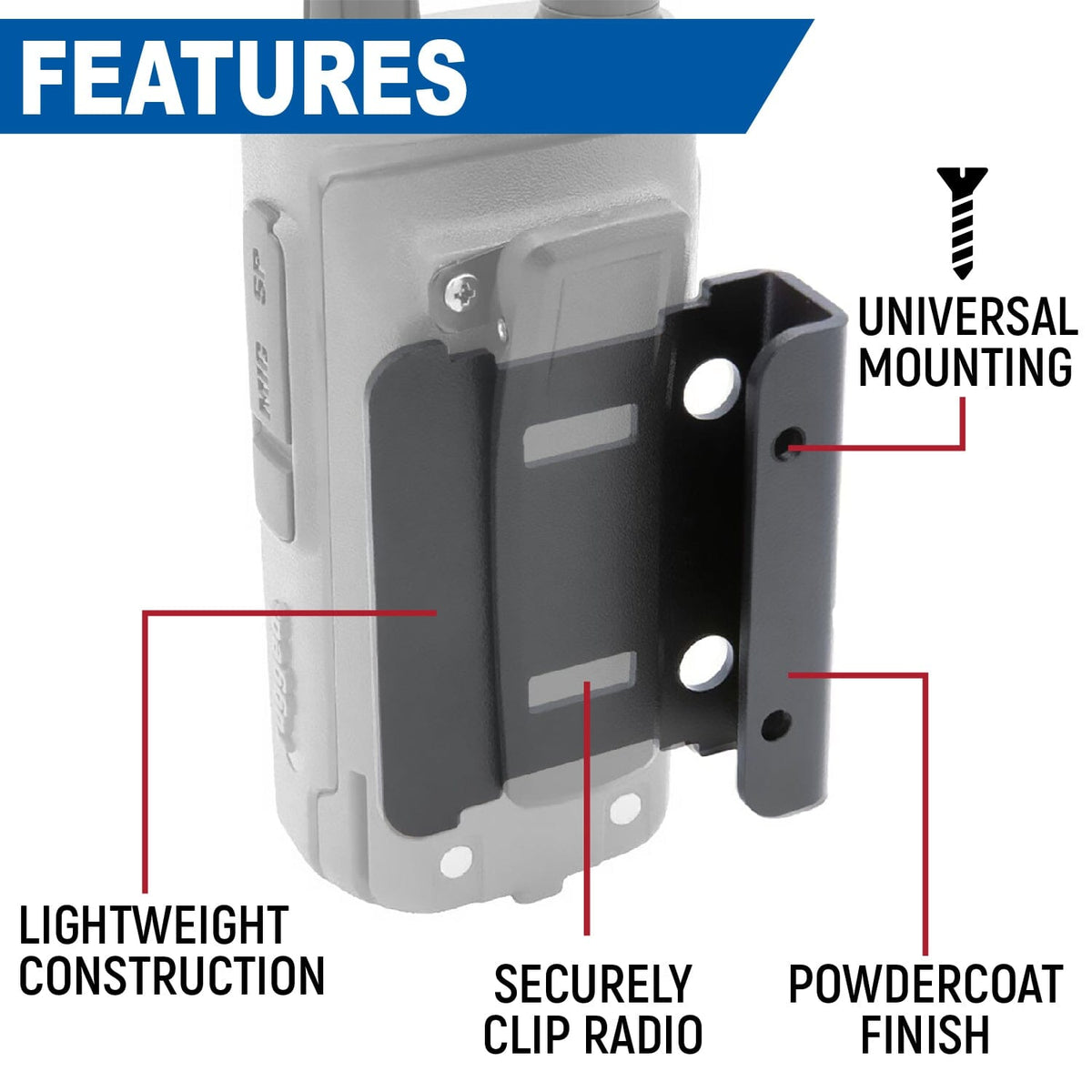 Rugged Radios Handheld Radio Mount for R1 / GMR2 / GMR2 PLUS / RDH16 / V3 / RH5R