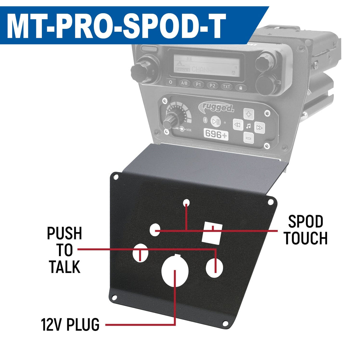 Rugged Radios Lower Accessory Panel for Polaris Polaris RZR PRO XP, RZR Turbo R, and RZR PRO R Dash Mount Radio and Intercom