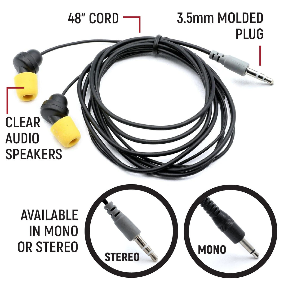 Rugged Radios Sportsman Foam Earbud Speakers - Mono and Stereo