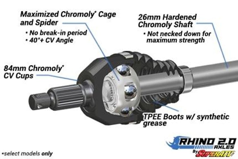 Rhino 2.0 Heavy Duty Axle & Hubs for Polaris RZR Pro XP Long Travel