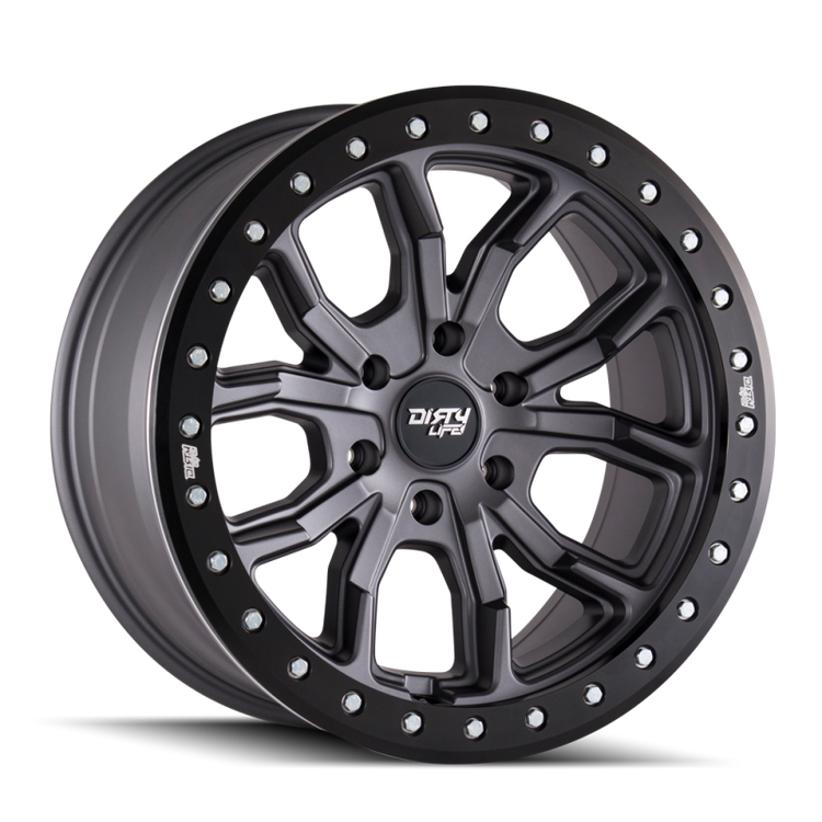 Dirty Life 9303 DT-1 17x9/5x114.3 BP/-12mm Offset/72.6mm Hub Matte Gunmetal Wheel - Beadlock