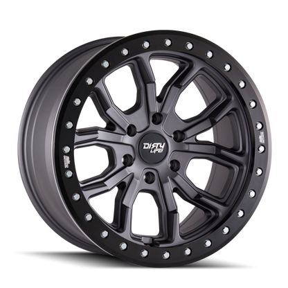 Dirty Life 9303 DT-1 17x9/5x127 BP/-38mm Offset/78.1mm Hub Matte Gunmetal Wheel - Beadlock
