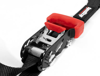 1 Inch x 15' Ratchet Tie Down w/ Snap 'S' Hooks and Soft Tie 2 Pack Black SpeedStrap