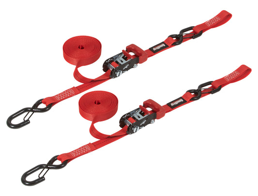1 Inch x 15' Ratchet Tie Down w/ Snap 'S' Hooks and Soft Tie 2 Pack SpeedStrap