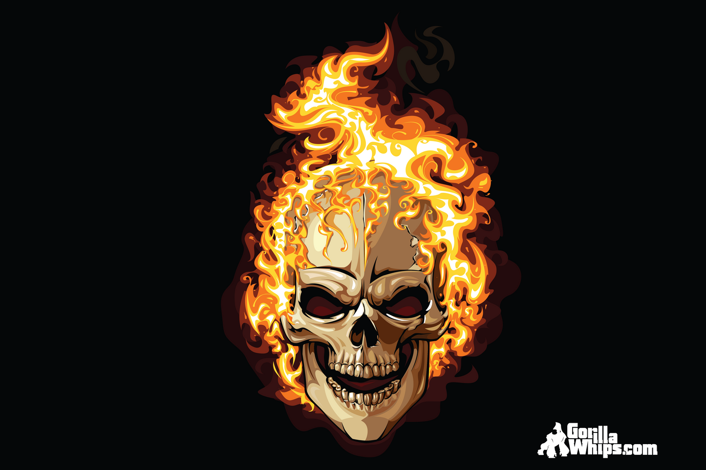 Flames Skull 2x3 Grommet Whip Flag