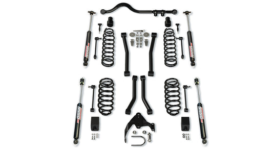 07-18 Wrangler JK 4 Door 3 Inch Suspension System w/ 4 Sport Control Arms & 9550 VSS Twin-Tube TeraFlex