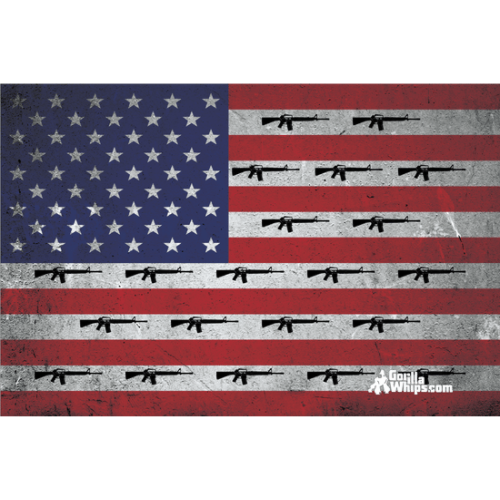 American Guns 2x3 Grommet Whip Flag Double Layer