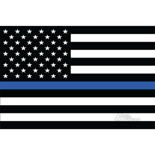 Thin Blue Line 12x18 Pocket Whip Flag For 1/4" & 5/16" Whips (NEW USA Made)
