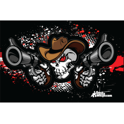 Double Guns Skull 3x5 Grommet Whip Flag