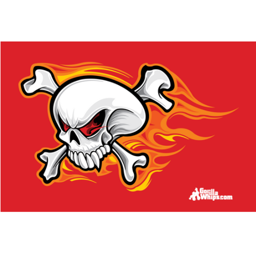 Flying Skull Red 12x18 Pocket Whip Flag For 1/4" & 5/16" Whips