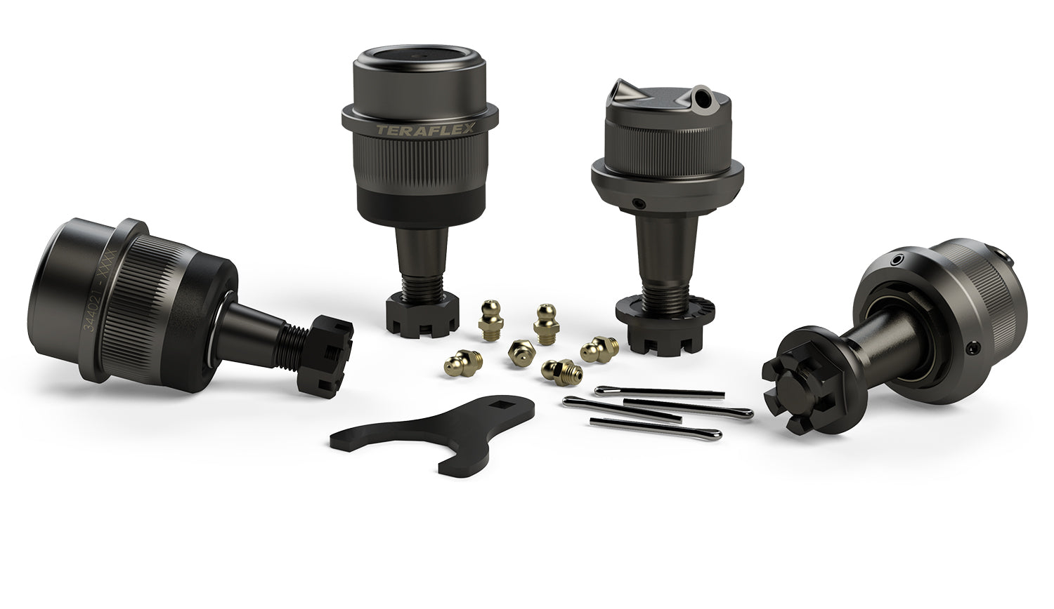 97-06 Jeep Wrangler TJ Dana 30/44 HD Ball Joint Kit w/ Knurl 2 Upper & 2 Lower TeraFlex