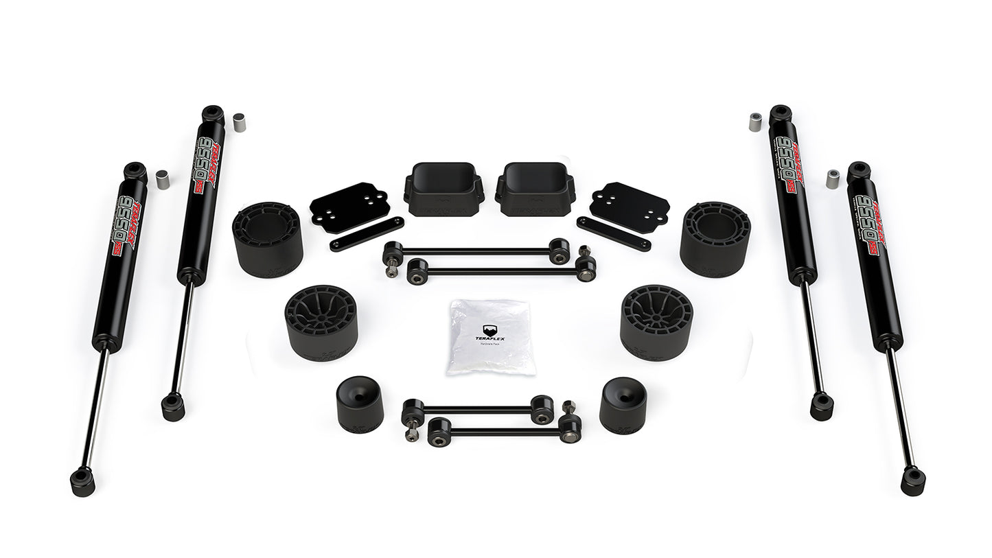 18-Up Wrangler JL 2 Door Rubicon 2.5 Inch Performance Spacer Lift Kit & 9550 VSS Twin-Tube Shocks TeraFlex