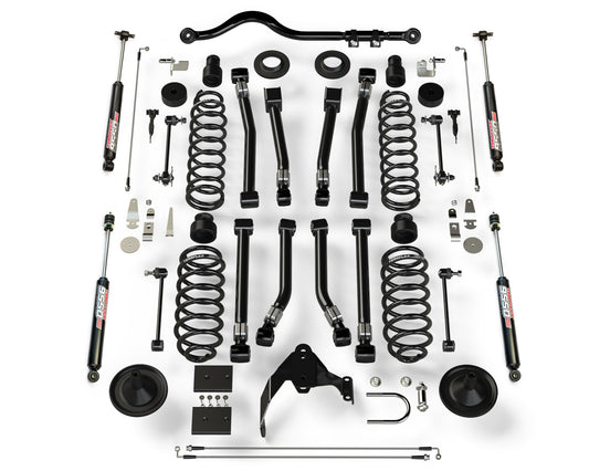 07-18 Wrangler JK 4 Door 4 Inch Suspension System w/ 8 Alpine Short Control Arms & 9550 VSS Twin-Tube TeraFlex