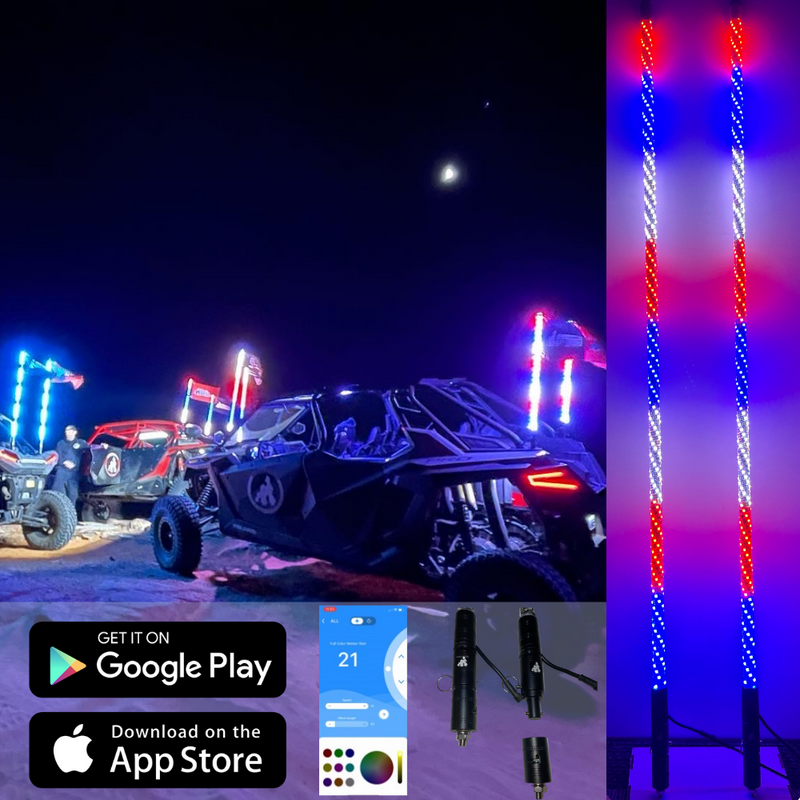 3' LED Whip Elite HD II Pair Magnetic Mount