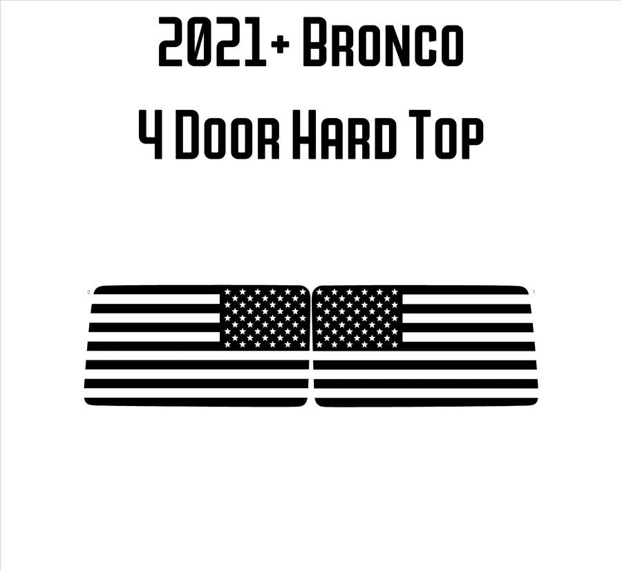 American Flag Rear Window Overlays - 2021+ Bronco 4 Door