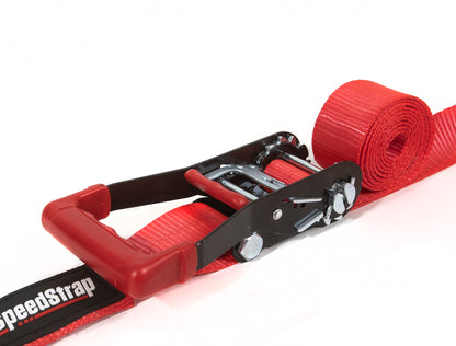 2 Inch x 10' Ratchet Tie Down w/ Twisted Snap Hooks and Axle Strap Combo Red SpeedStrap