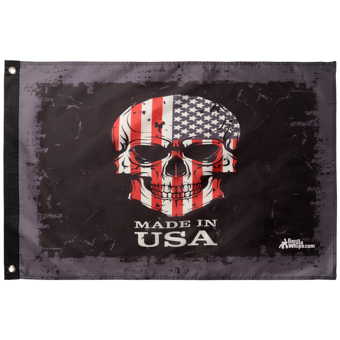 Made In USA Skull 2x3 Grommet Whip Flag