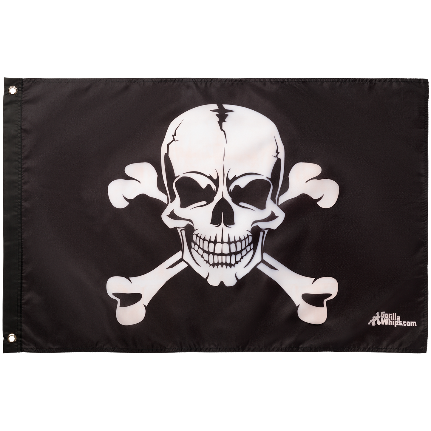 White Skull Crossbones 2x3 Grommet Whip Flag