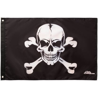 White Skull Crossbones 2x3 Grommet Whip Flag
