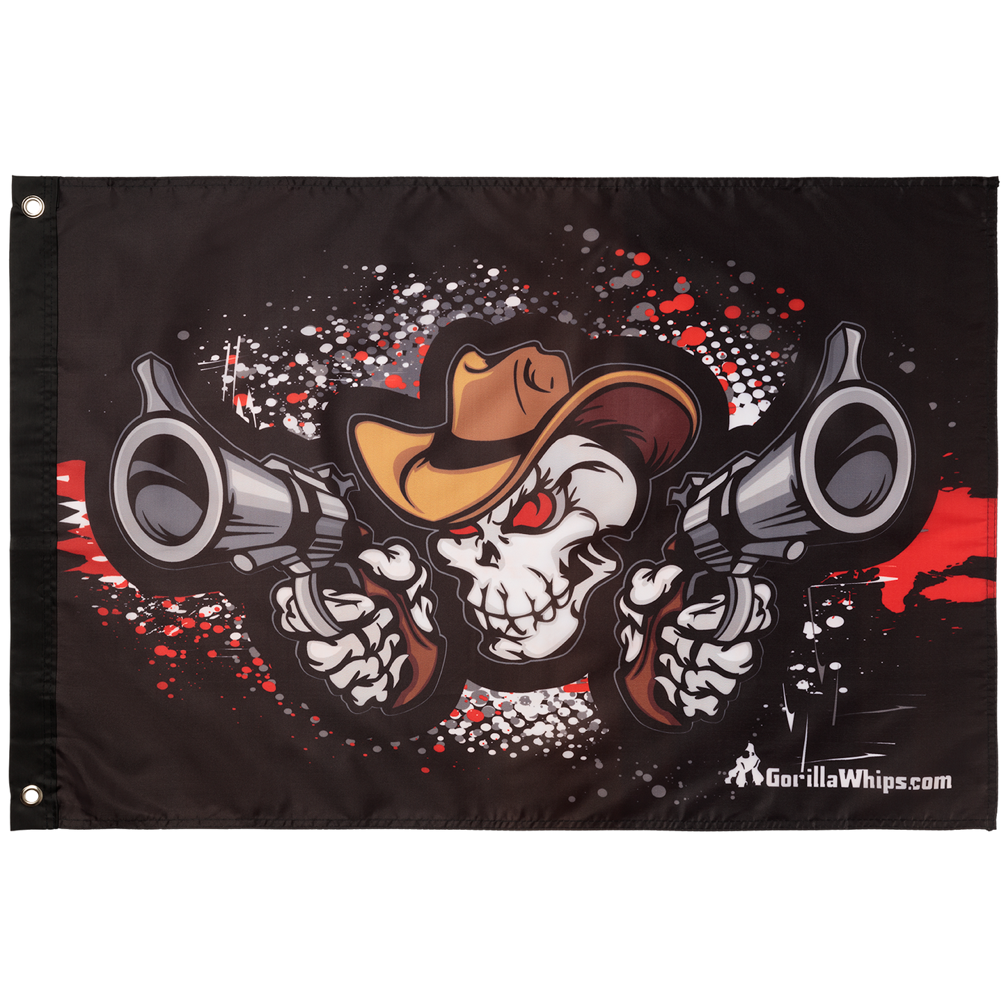 Double Guns Skull 2x3 Grommet Whip Flag