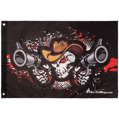 Double Guns Skull 2x3 Grommet Whip Flag