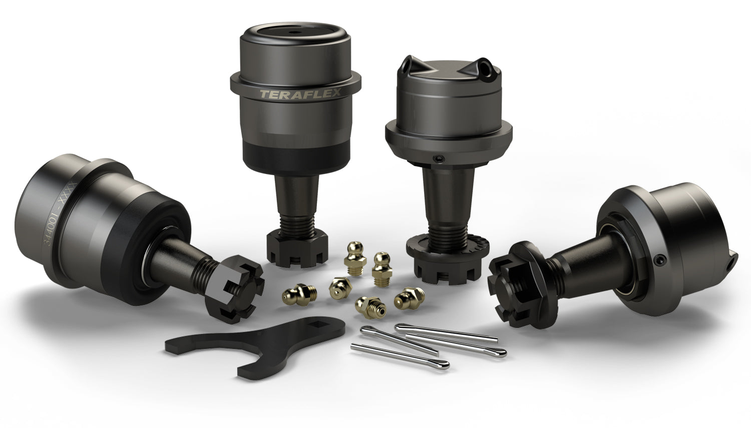 07-18 Wrangler JK Dana 30/44 HD Ball Joint Kit w/out Knurl Upper & Lower Set of 4 TeraFlex