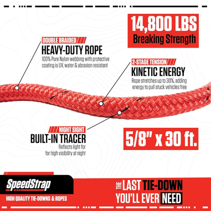 5/8 Inch Lil Mama Kinetic Recovery Rope - 30 Foot