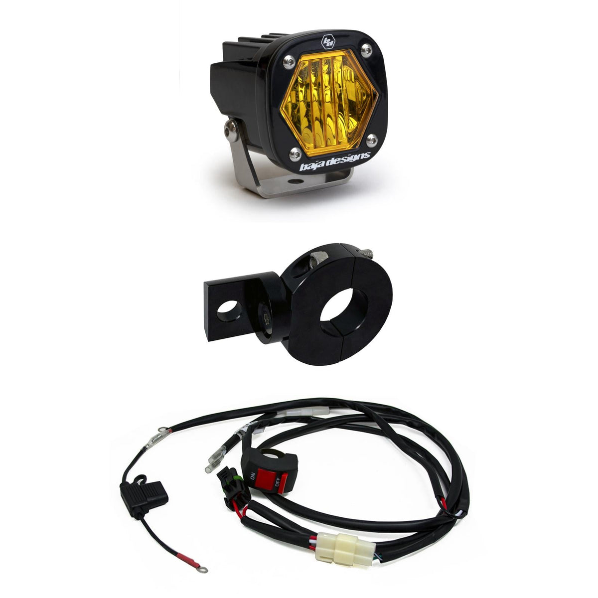 Electric Start Pit Bike S1 Moto Kit Baja Amber Wide Cornering Baja Designs - 387003