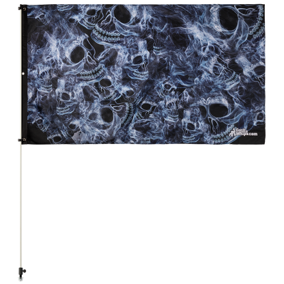Smoke Skull 3x5 Grommet Whip Flag