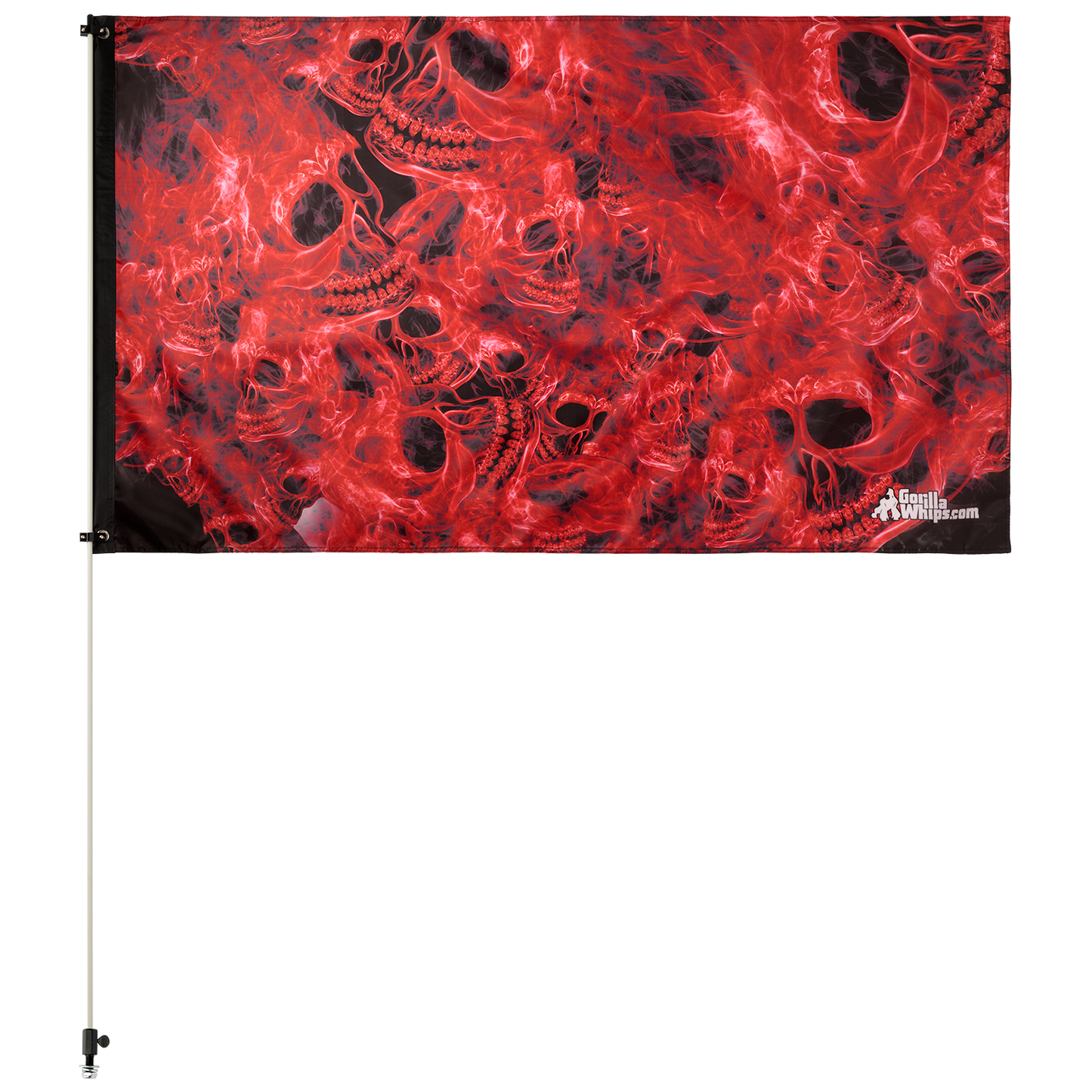Smoke Skull Red 3x5 Grommet Whip Flag