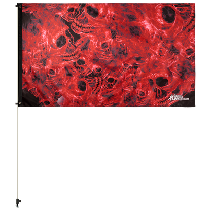Smoke Skull Red 3x5 Grommet Whip Flag