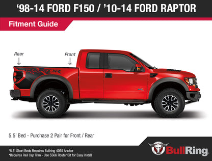 Ford Shorty Low Profile Retractable Tie Down Anchors '98-14 Ford F150 with 5.5' Bed '10-14 Ford Raptor Bullring