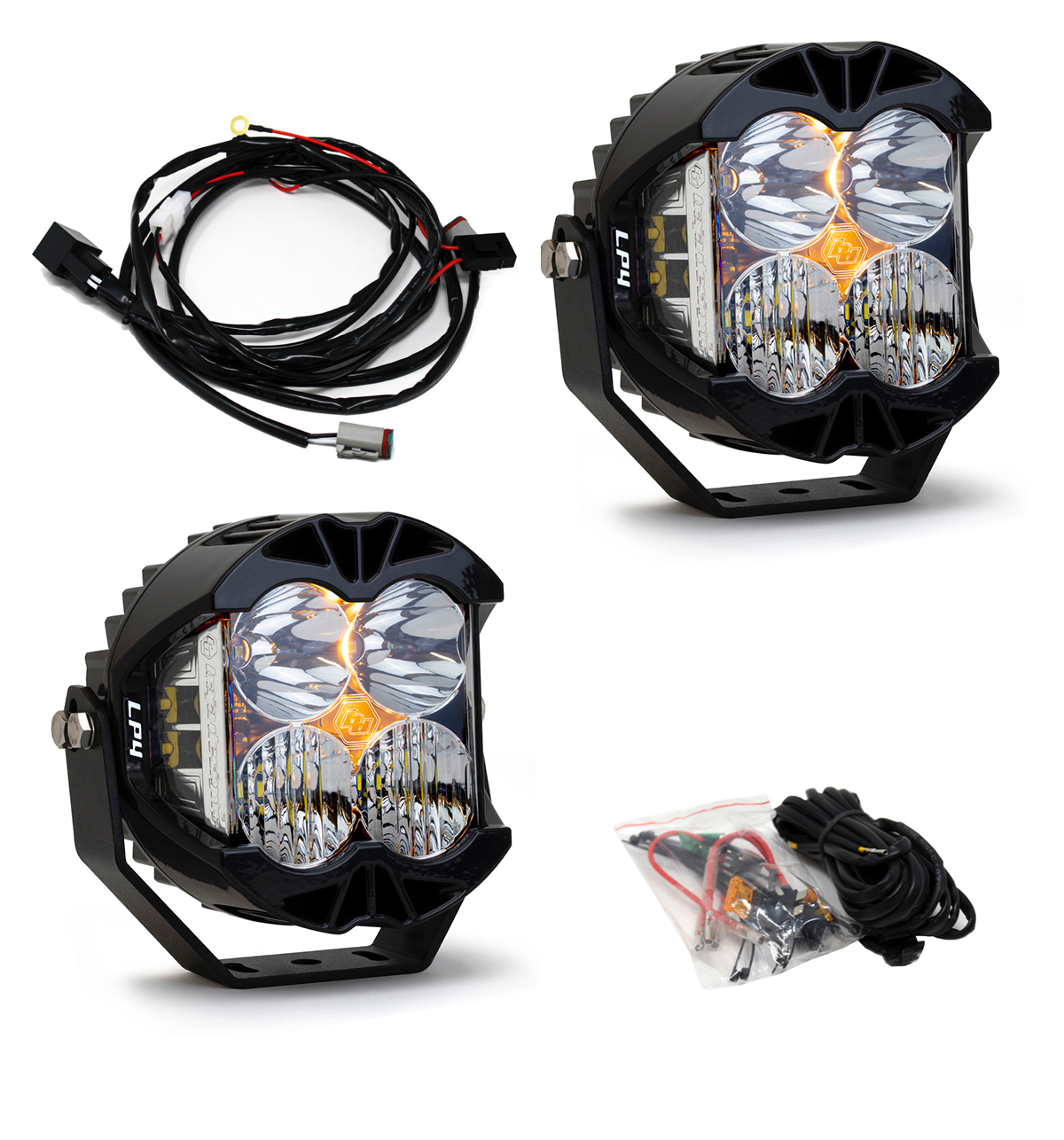 Jeep JL/JT Rubicon Steel Bumper LED Light Kit LP4 w/Upfitter Baja Designs - 447672UP