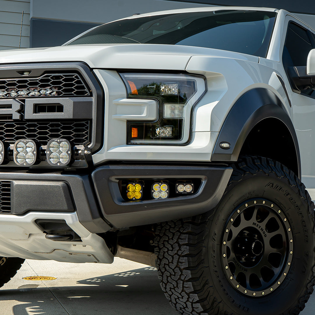 Raptor Fog Light Kit 17-18 F-150 Raptor Fog Pocket Kit Baja Amber SAE Sportsmen Baja Designs - 447717