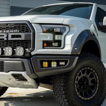 Raptor Fog Light Kit 17-18 F-150 Raptor Fog Pocket Kit Baja Amber SAE Sportsmen Baja Designs - 447717