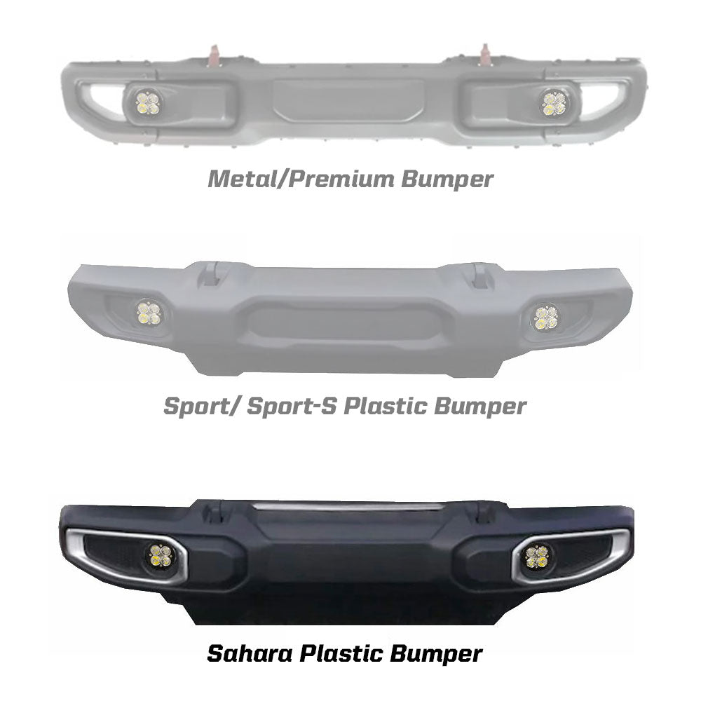 Jeep JL Fog Pocket Kit For 18-20 Wrangler JL Sahara Squadron Baja Amber Lens SAE FPK Baja Designs - 447735