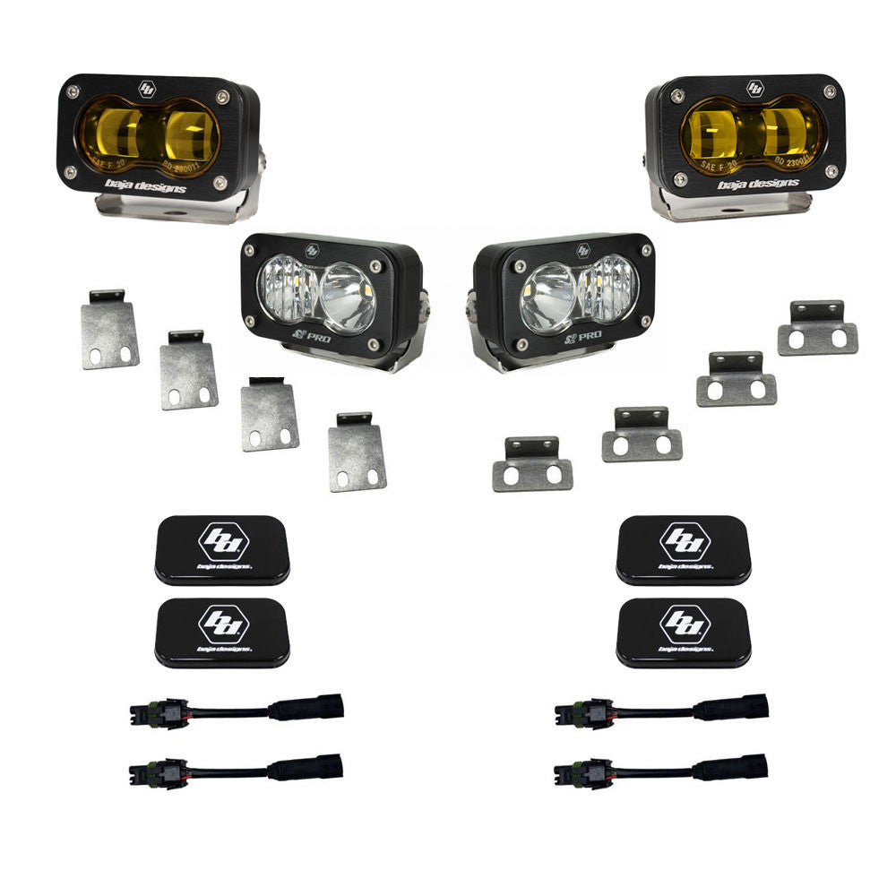 S2 SAE Baja Amber/S2 Pro Fog Pocket Kit Fits 21-On Ford Raptor Baja Designs - 448183
