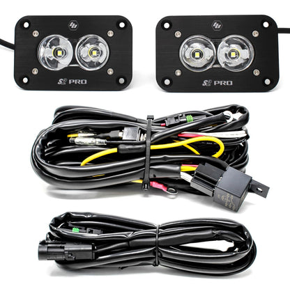 Flush Mount LED Light Pod Kit Work/Scene Pattern Pair S2 Pro Baja Designs - 487808
